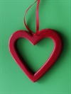 Keramik hjerte åbent.. Rød. Til ophængning. ca. 8,5 cm.