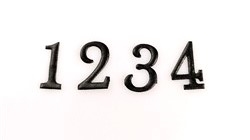 Sorte kalender tal 1-2-3-4 Lige til at klæbe på dit lys, eller som kortpynt. Højde ca. 2,2 cm.