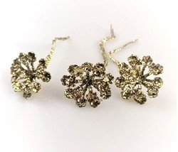  3 stk. små glitter blomster på tråd. Stikpynt. Ø på blomst ca. 2,5 cm. Guld farvet.