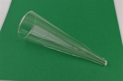 1 stk. Glas fyrfads stage / kegle. Klar glas. Længde ca. 20 cm